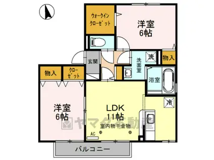 プレアデス・コートB(2LDK/2階)の間取り写真