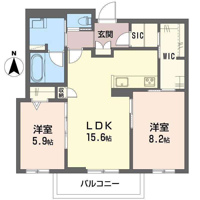 クリスタル シャーメゾン(2LDK/2階)の間取り写真