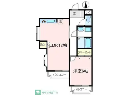 エクセル祇園(1K/2階)の間取り写真