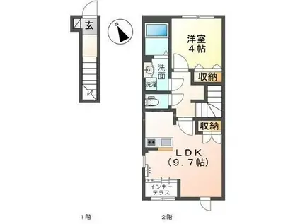 鎌ケ谷アパート(1LDK/2階)の間取り写真