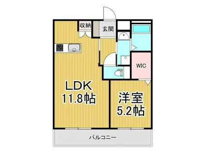 MICAELENOKURAKUEN(1LDK/2階)の間取り写真
