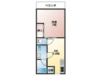 コーポポエームII(1DK/2階)の間取り写真