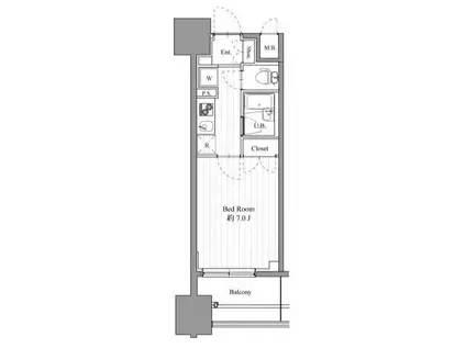スペーシア梅屋敷(1K/10階)の間取り写真