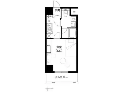 ACCESS湘南平塚(1K/9階)の間取り写真