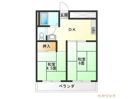 コーポラス山田(2DK/2階)の間取り写真