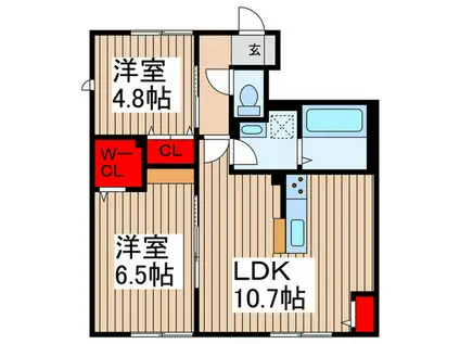 LA LUMIERE B(2LDK/1階)の間取り写真