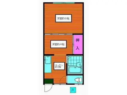 福島荘(1DK/2階)の間取り写真