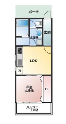 ビタミンテラス新神戸(1LDK/1階)の間取り写真