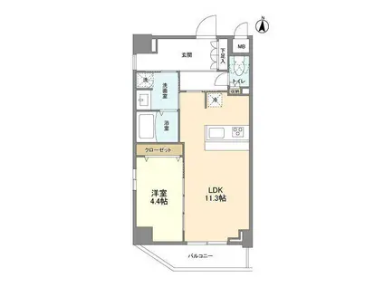 ルネサンスコート文京白山(1LDK/7階)の間取り写真