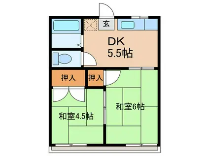 グリーンハイツ(2DK/2階)の間取り写真