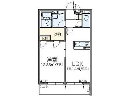 レオネクストカーサ ドマーニII(1LDK/4階)の間取り写真