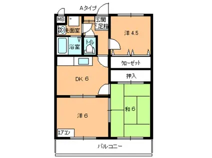 メイプルタウンSYO-YA(3DK/3階)の間取り写真