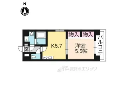 ヒーリングタワー七条大宮(1DK/8階)の間取り写真