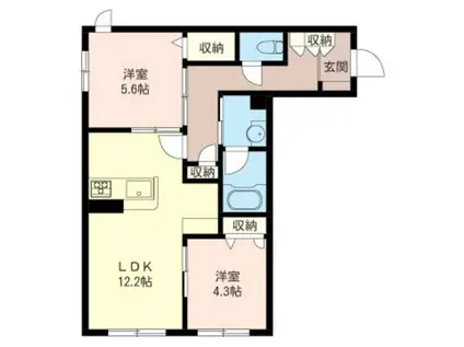 ラフィーネ(2LDK/1階)の間取り写真