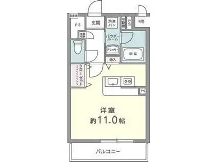 カルムクレール 258(ワンルーム/9階)の間取り写真