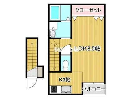 SUNS堤B棟(ワンルーム/2階)の間取り写真