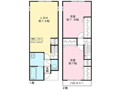 カザベルテ北花田(2LDK/1階)の間取り写真