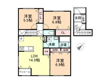 ソシアペンタスI(3LDK/2階)の間取り写真