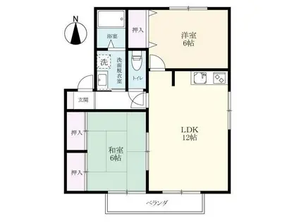 デュオコート兵庫 A棟(2LDK/2階)の間取り写真