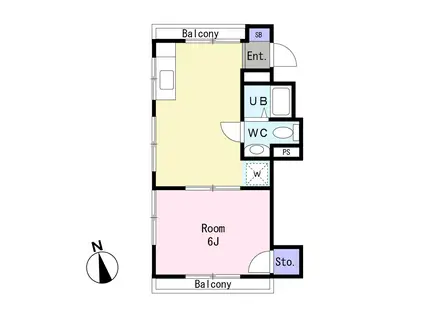 OYAMAマンション(1DK/4階)の間取り写真