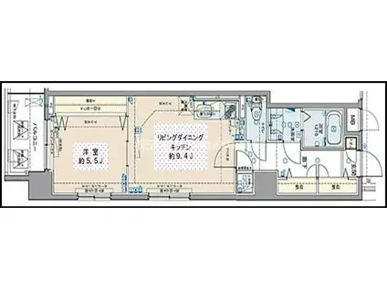 ROMEC勝どき(1LDK/4階)の間取り写真