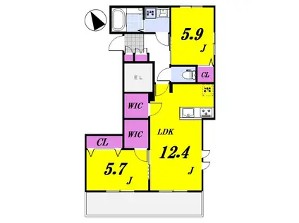 METEOR成増メテオールナリマス(2LDK/2階)の間取り写真