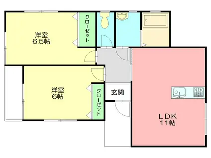 プリムローズ(2LDK/1階)の間取り写真
