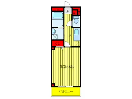 アンプルールフェールCREDO KAWAGUCHI(1K/3階)の間取り写真