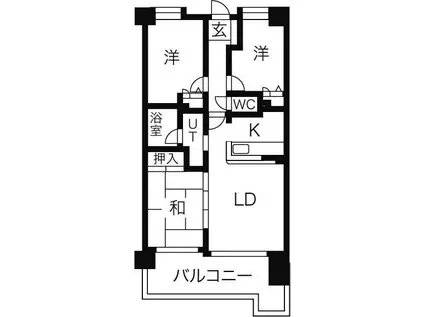 ダイアパレスグランテージ姪浜(3LDK/11階)の間取り写真