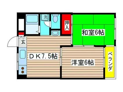 エクセル大泉(2DK/1階)の間取り写真