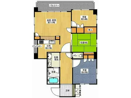 六本松パークホームズ(3LDK/5階)の間取り写真