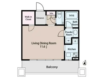 エポノーク市ヶ谷 EPONOQU市ヶ谷(ワンルーム/8階)の間取り写真