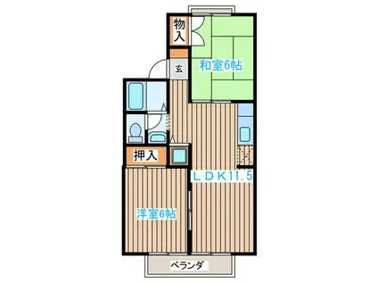 PARCROSETTE(2LDK/2階)の間取り写真