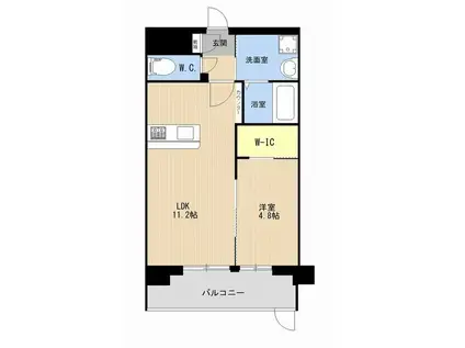 LIBTH箱崎(1LDK/4階)の間取り写真