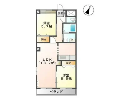 MAISON LA FONTAINE(2LDK/3階)の間取り写真