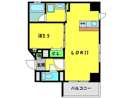 PORLATOSAKAI(1LDK/3階)の間取り写真