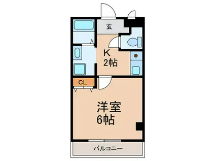 ラムール六甲山ノ手(1K/1階)の間取り写真