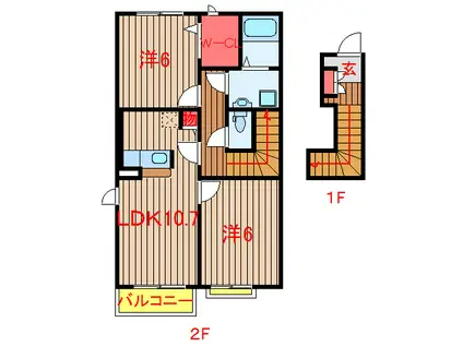 サンガーデン和泉 弐・参番館(2LDK/2階)の間取り写真