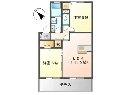 春夏秋冬 (2LDK/1階)の間取り写真
