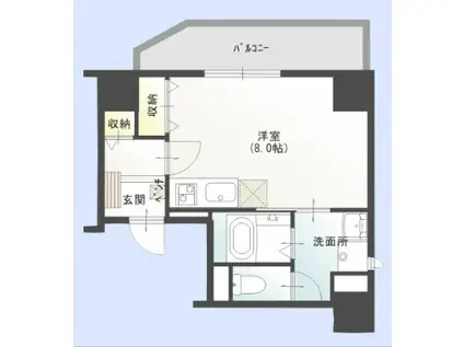 RISE脇田本町II(ワンルーム/2階)の間取り写真