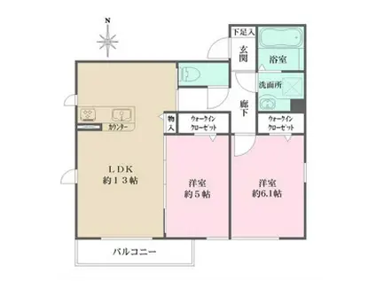 ヴィルフランシュ上本町(2LDK/3階)の間取り写真