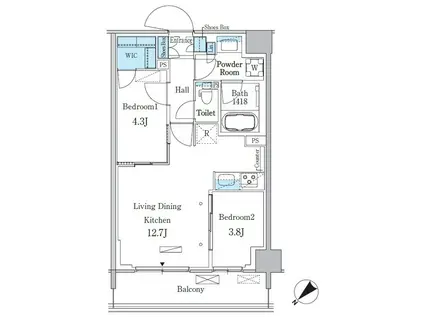 パークアクシス品川南大井パークフロント(2LDK/6階)の間取り写真