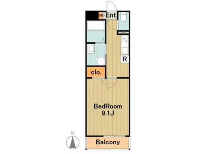 ONベース(1K/1階)の間取り写真