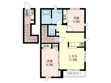 SOPHIA COURT(2LDK/2階)の間取り写真