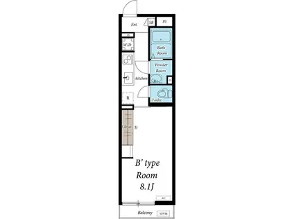 リブリ・GRAZIOSO狭山(1K/1階)の間取り写真