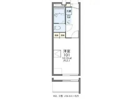 レオパレスルミエール02(1K/3階)の間取り写真