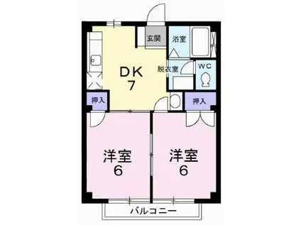 サンパステルA(2DK/2階)の間取り写真