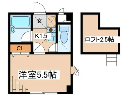 カインドハウス鹿沼公園(1K/2階)の間取り写真
