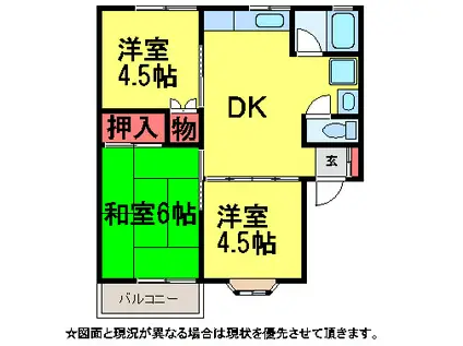 コーポサンファミリー(3DK/2階)の間取り写真