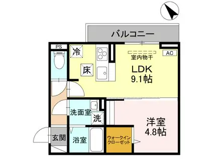 CLASSEUM幸西IV 106(1LDK/1階)の間取り写真